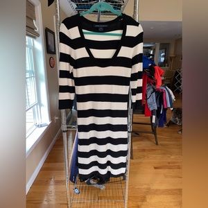Black and white stripe sweater dress